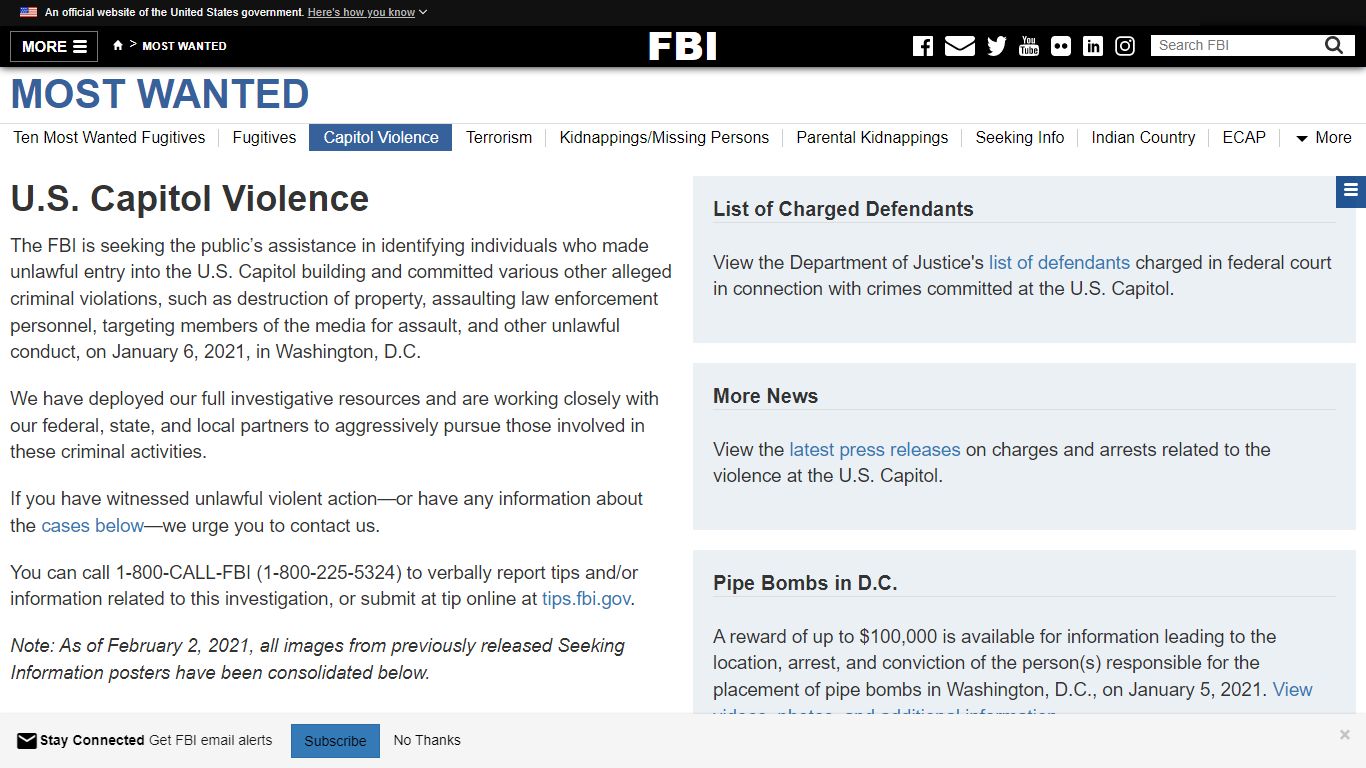 Capitol Violence — FBI - Federal Bureau of Investigation